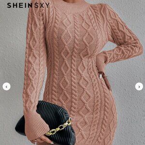 SHEIN SXY Cable Knit Backless Sweater Dress